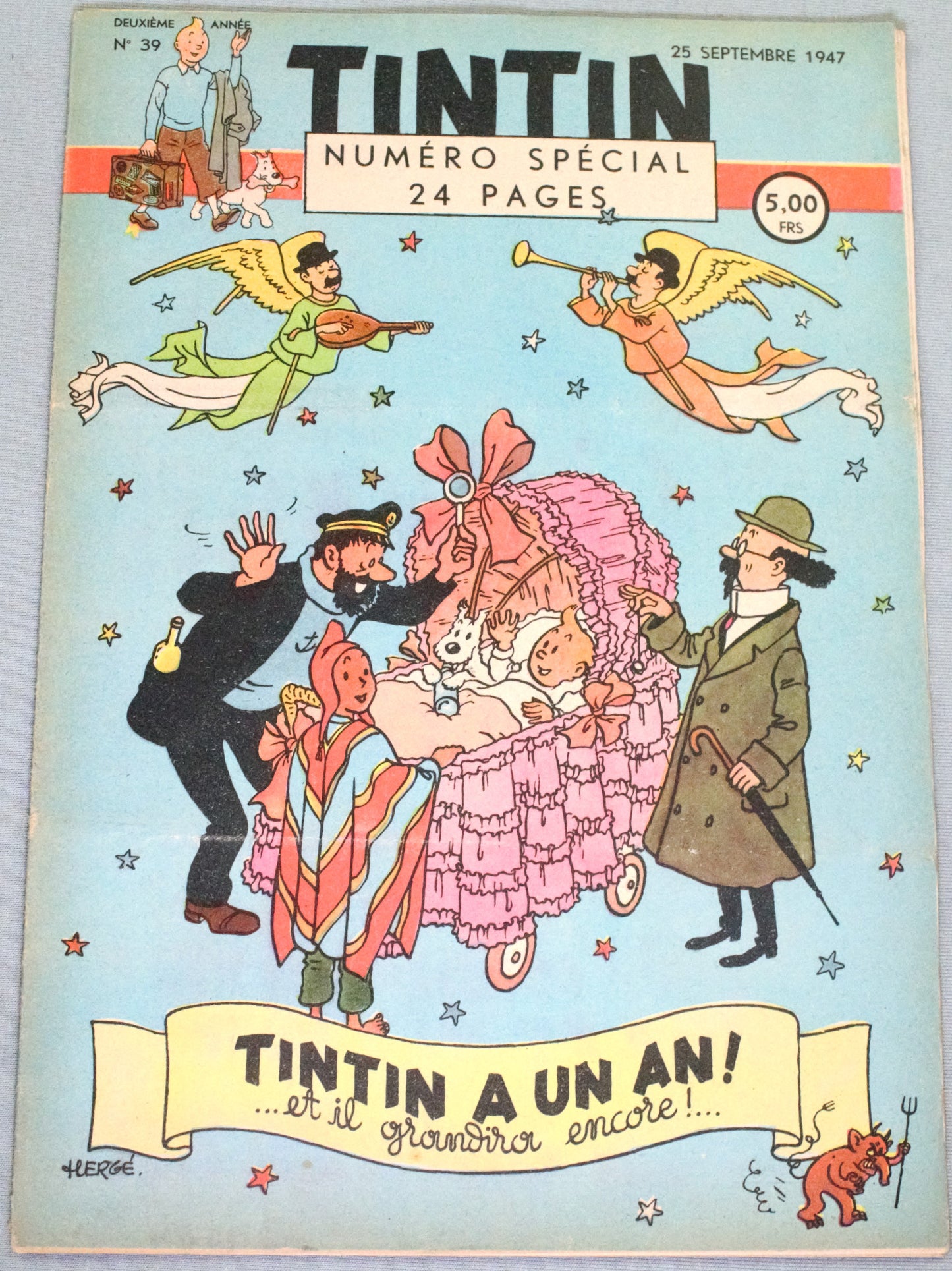 JOURNAL TINTIN Issue 39: 1947 Herge Special Cover Edition Vintage Comic EO Couverture