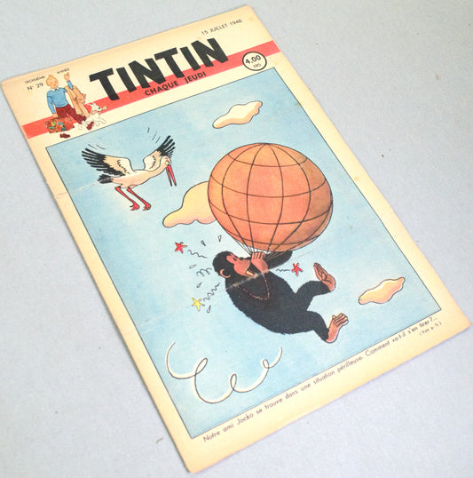 Journal Tintin Issue 29: 1948 Herge Cover Edition Vintage Comic EO Couverture
