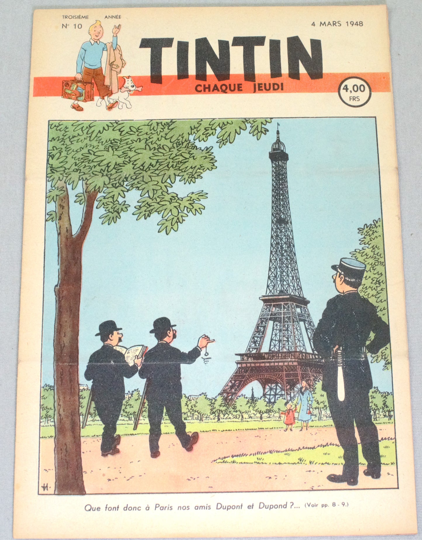 Journal Tintin Issue 10 1948 Herge Cover Edition Originale HB Vintage Comic EO