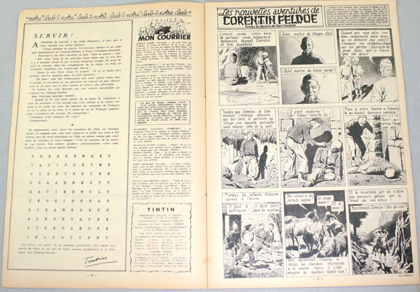 Journal Tintin Issue 10 1948 Herge Cover Edition Originale HB Vintage Comic EO
