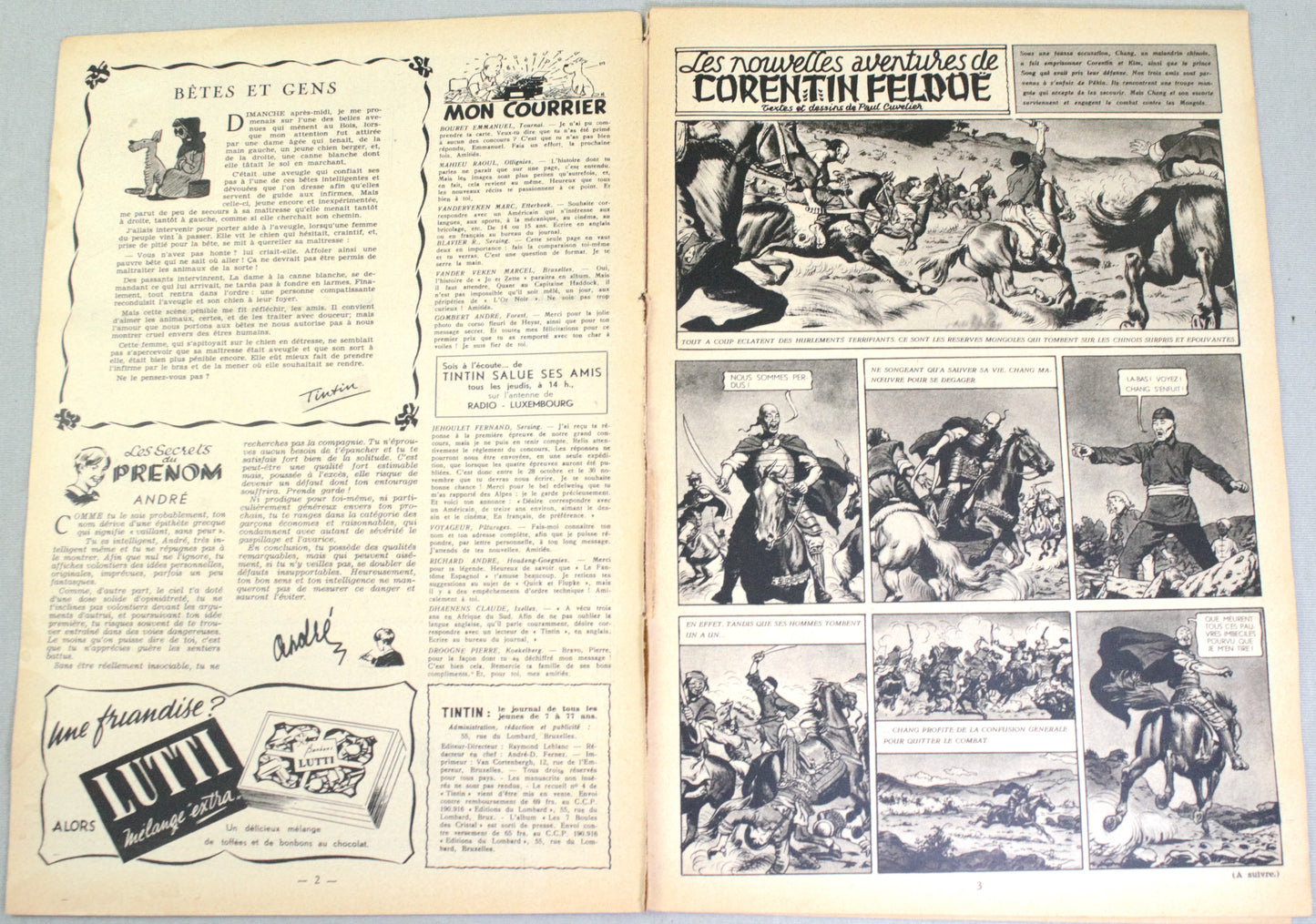 JOURNAL TINTIN Issue 45: 1948 Herge Cover Edition Vintage Comic EO Couverture