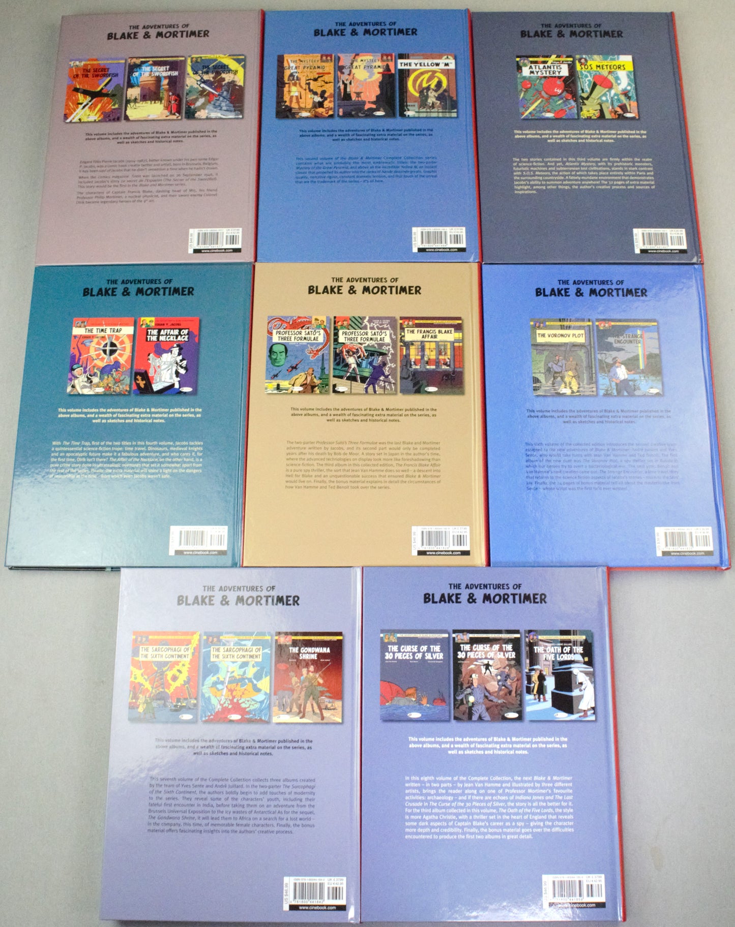 Blake & Mortimer The Complete Collection Volumes 1-8 UK Cinebook Hardback Editions FULL SET