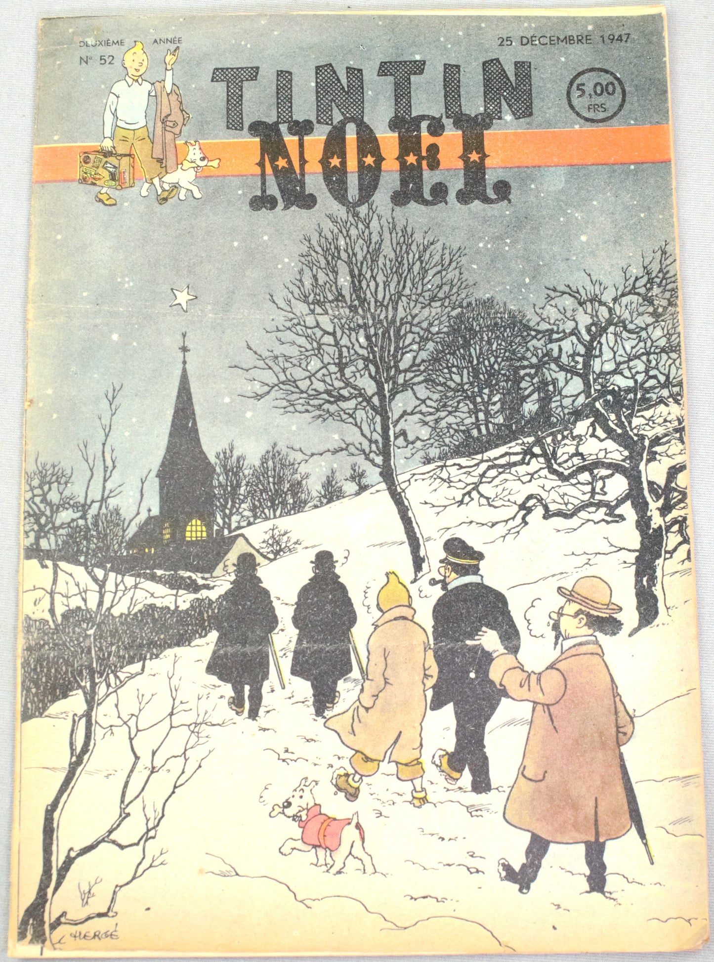 JOURNAL TINTIN Issue 52: 1947 Herge Christmas Cover Edition Vintage Comic EO Couverture