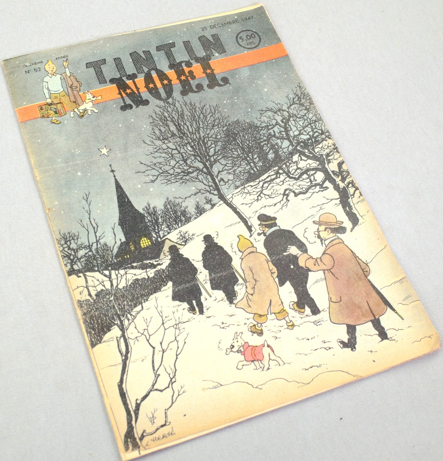 JOURNAL TINTIN Issue 52: 1947 Herge Christmas Cover Edition Vintage Comic EO Couverture