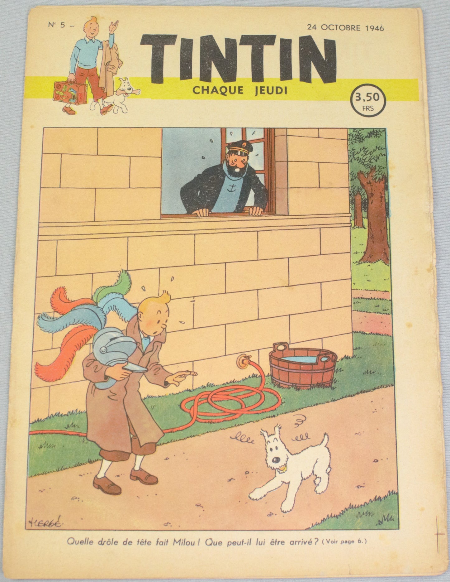 Journal Tintin Issue 5: 1946 Herge Cover Edition Originale Vintage Comic EO