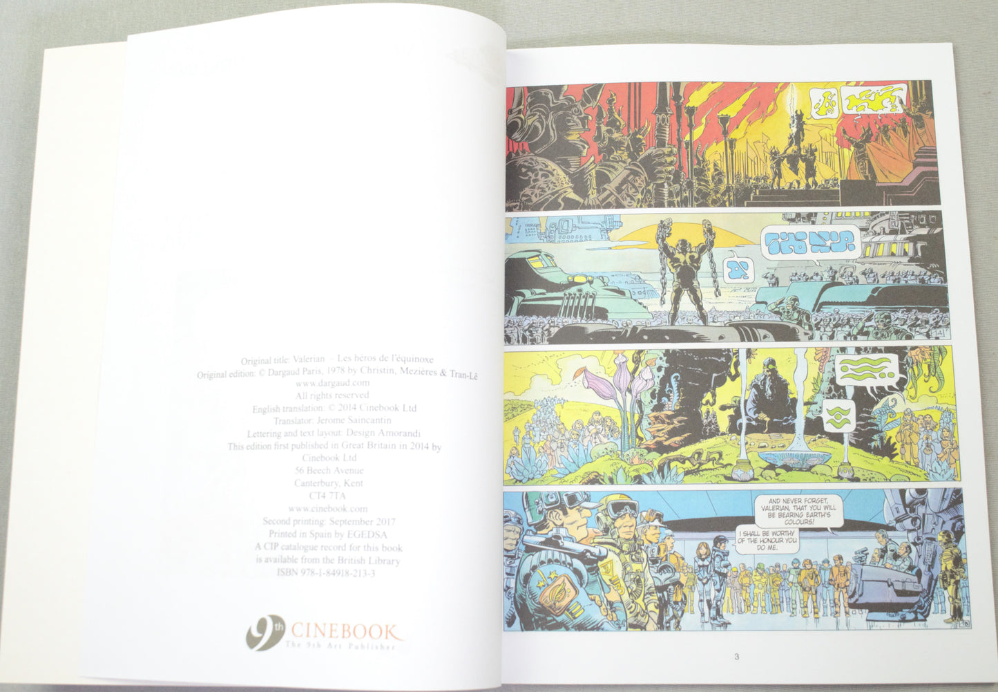 Valerian Volume 8 - "Heroes of the Equinox" Cinebook Paperback Comic Book by Mezieres & Christin