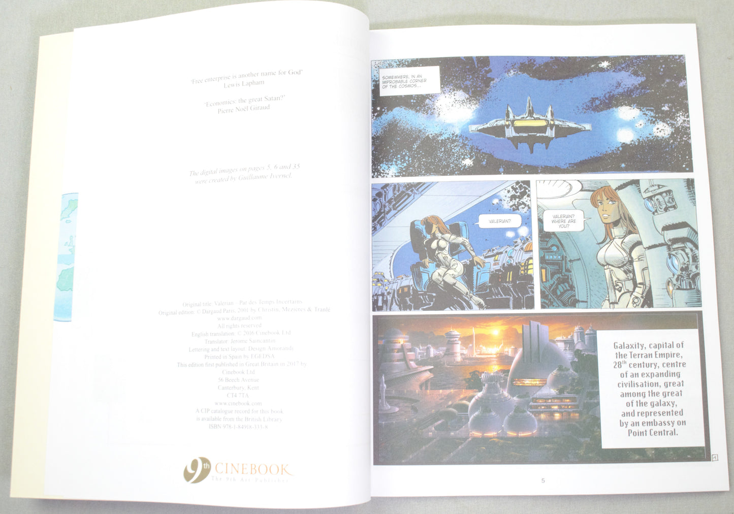 Valerian Volume 18 - "In Uncertain times" Cinebook Paperback Comic Book by Mezieres & Christin