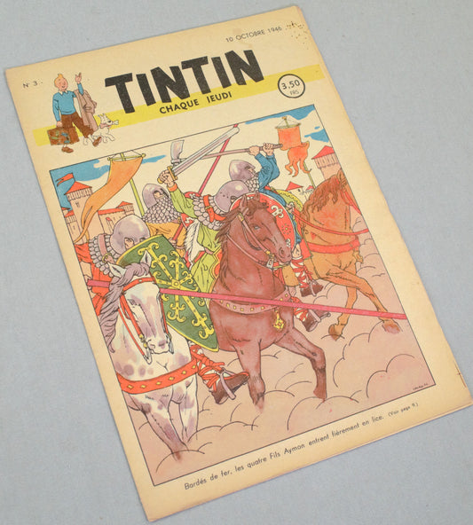 Journal Tintin Issue 3: 1946 J.Laudy Cover Edition Originale Vintage Comic EO