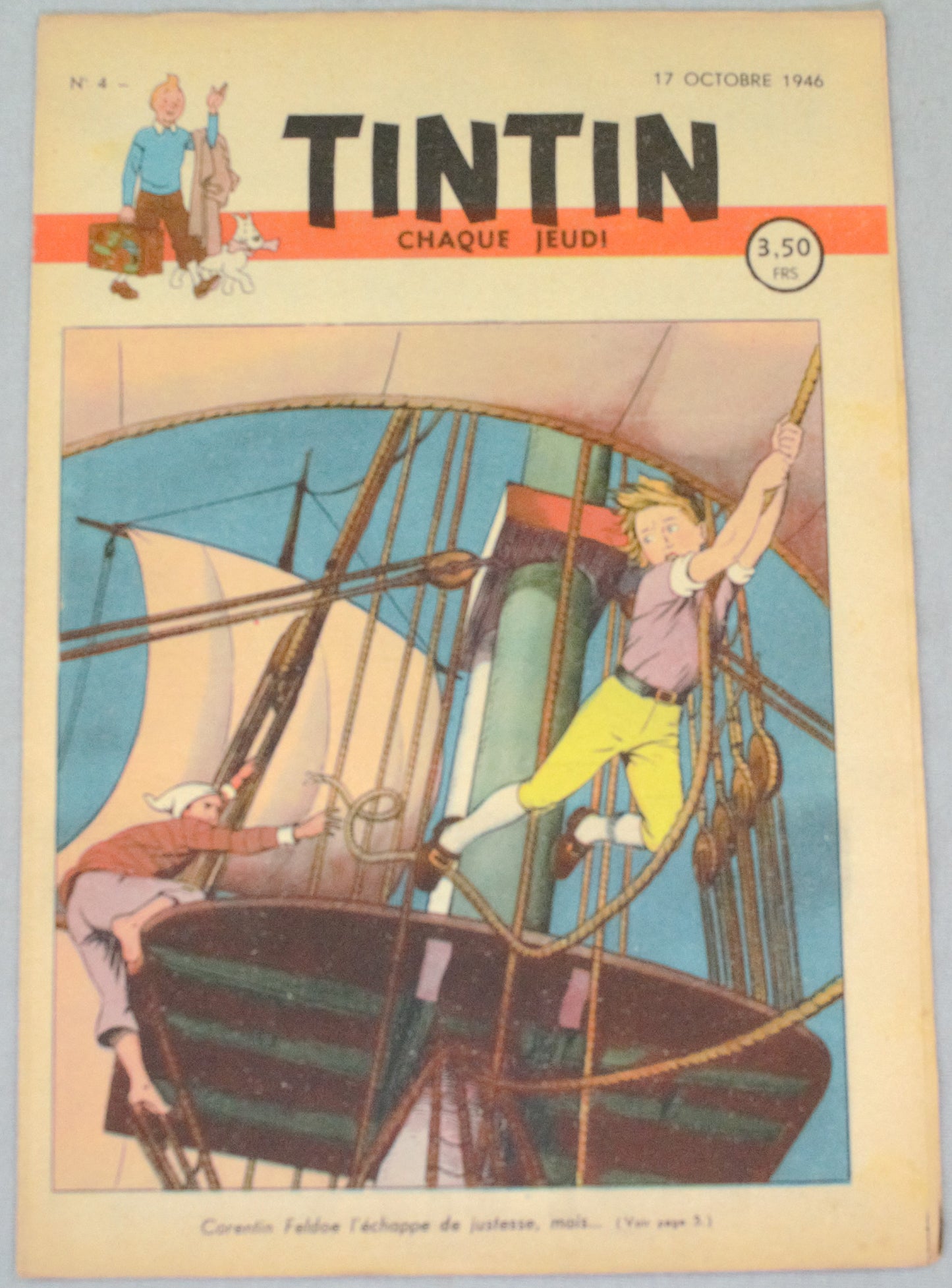 Journal Tintin Issue 4: 1946 Cover Edition Originale Vintage Comic EO