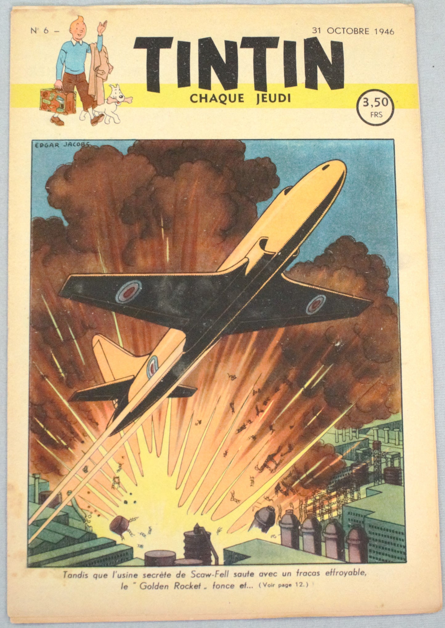 Journal Tintin Issue 6: 1946 Edgar.P Jacobs Cover Edition Originale Vintage Comic EO