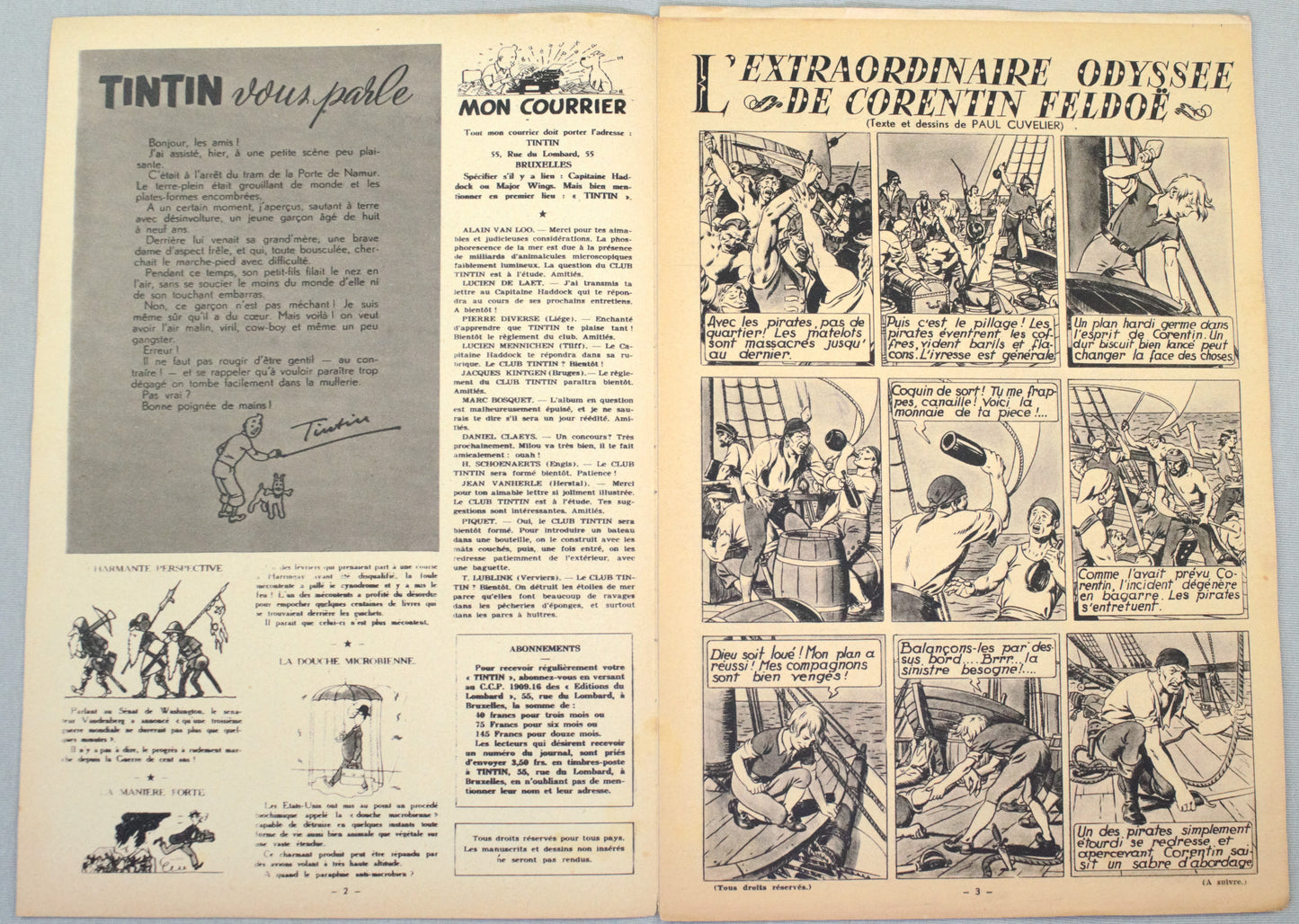 Journal Tintin Issue 6: 1946 Edgar.P Jacobs Cover Edition Originale Vintage Comic EO