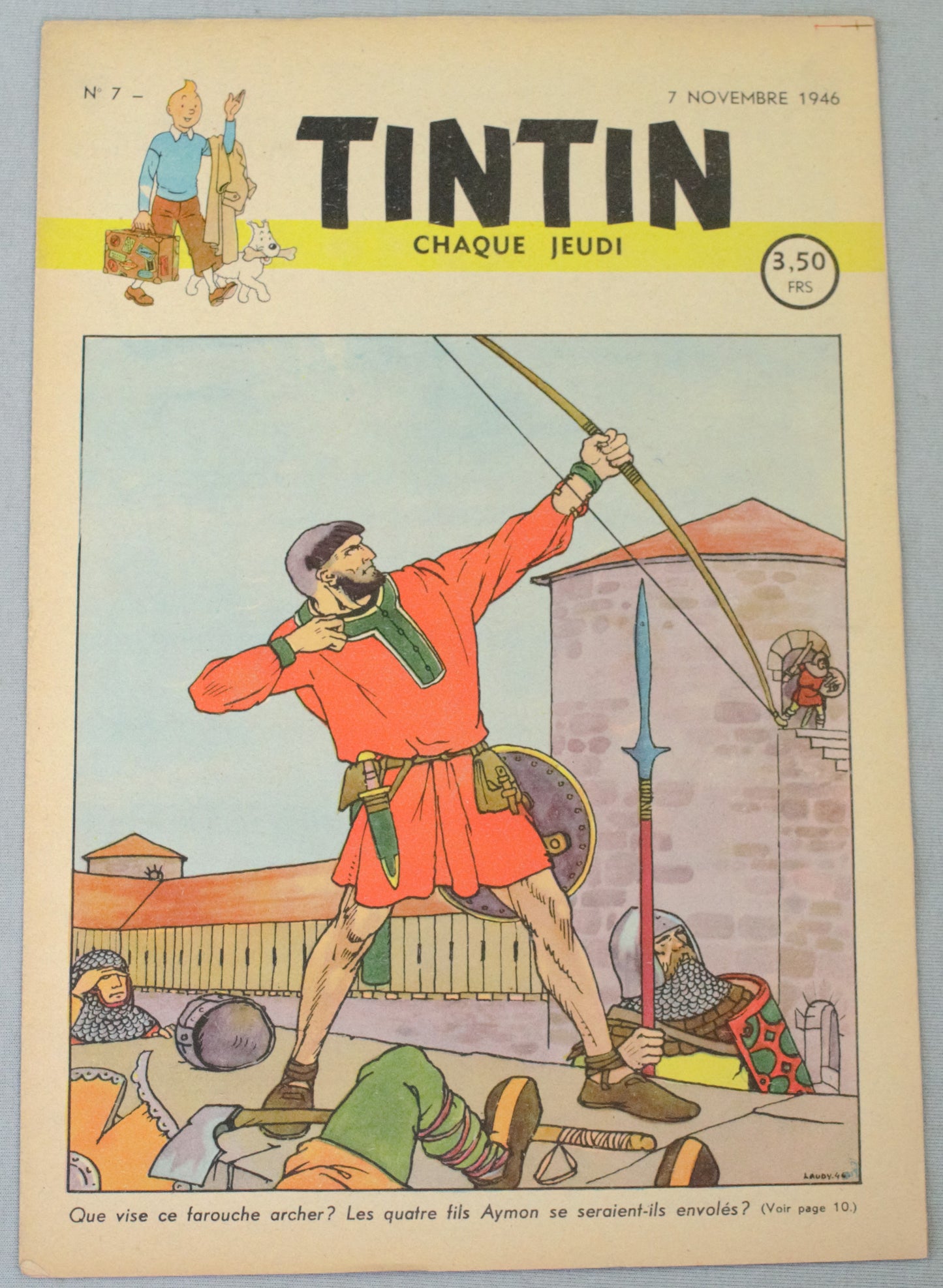 Journal Tintin Issue 7: 1946 J. Laudy  Cover Edition Originale Vintage Comic EO