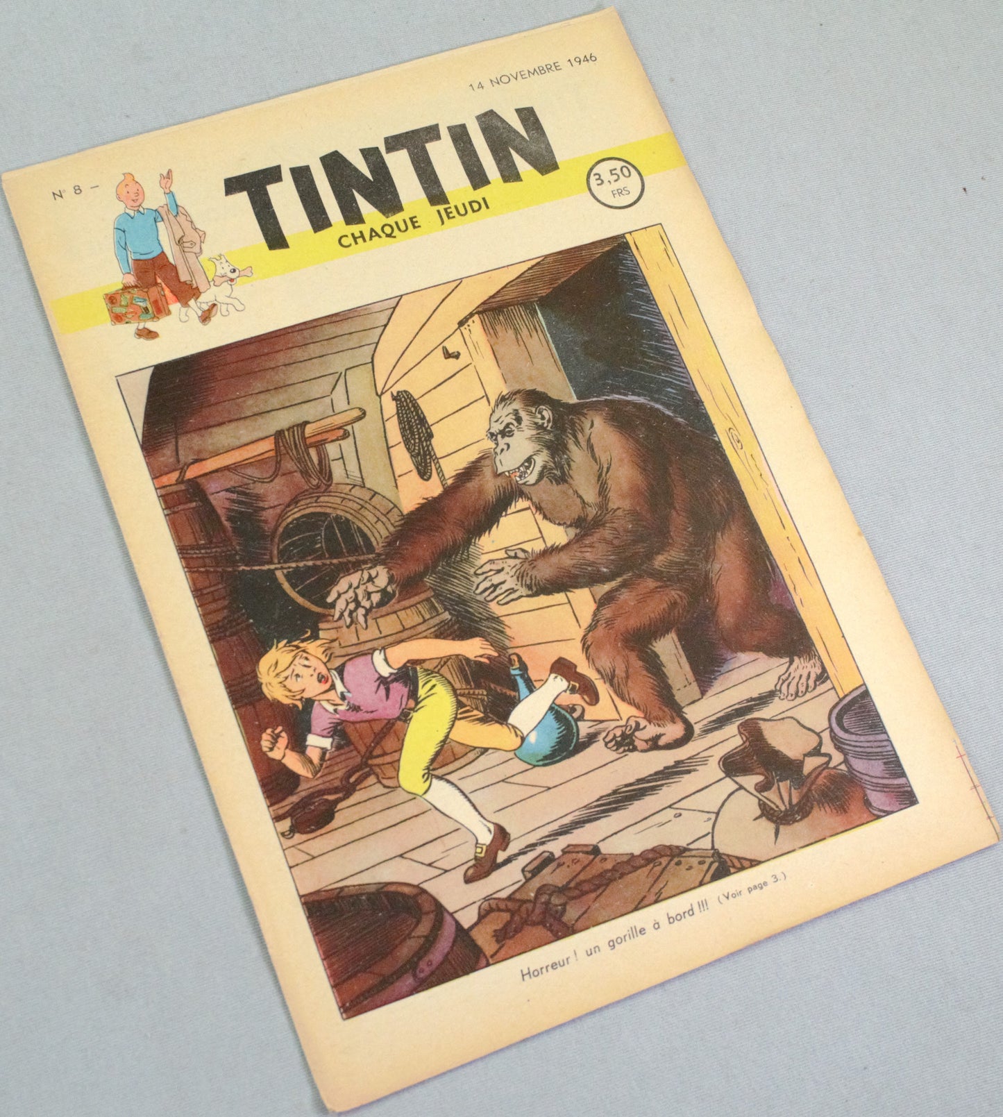 Journal Tintin Issue 8: 1946 Cover Edition Originale Vintage Comic EO