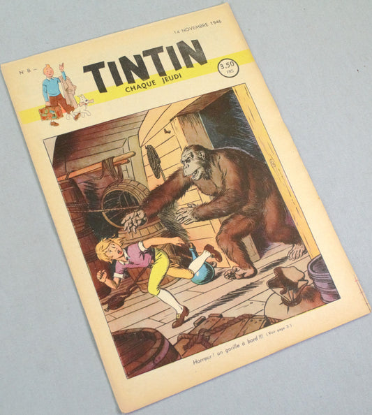 Journal Tintin Issue 8: 1946 Cover Edition Originale Vintage Comic EO