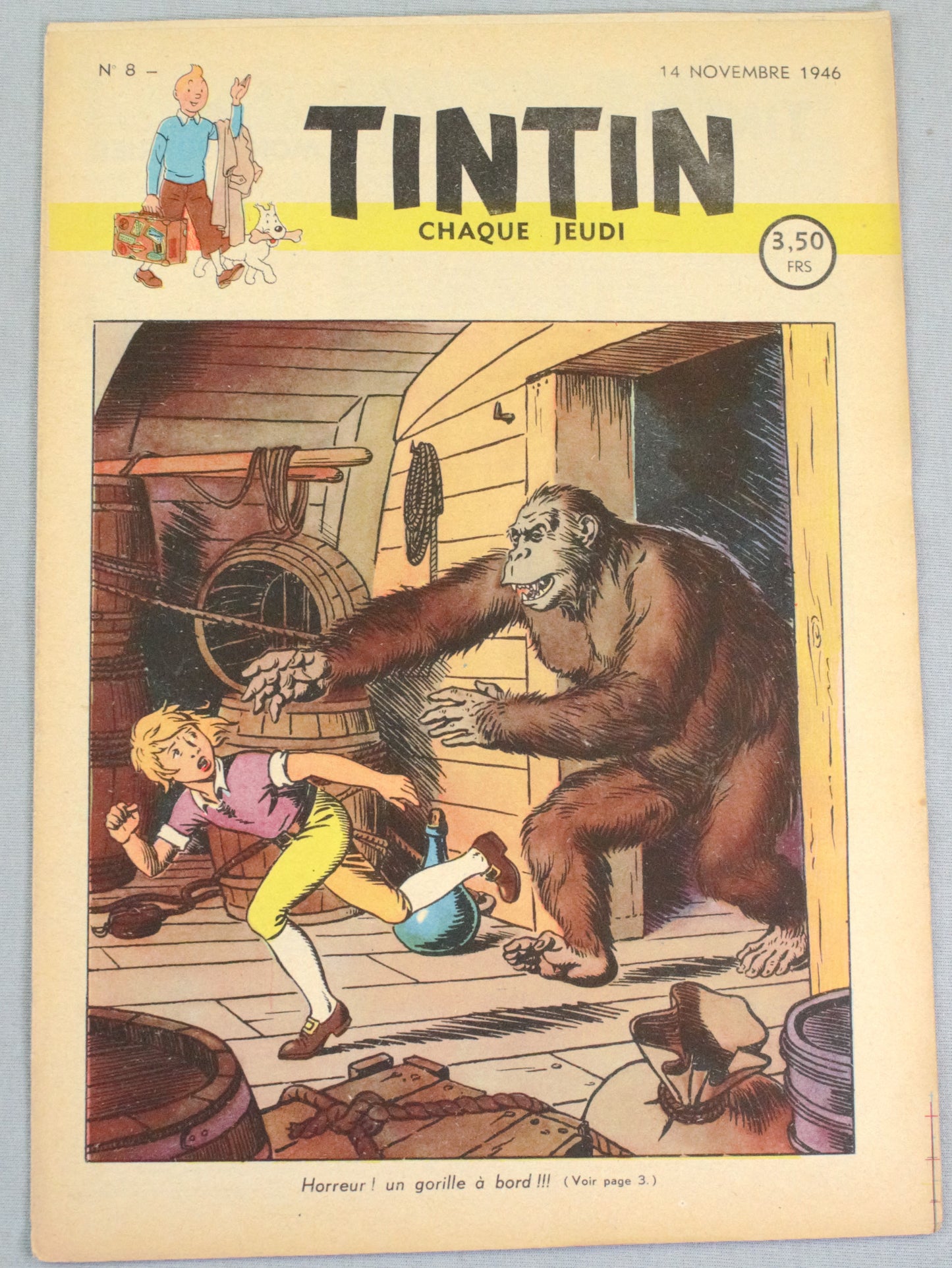 Journal Tintin Issue 8: 1946 Cover Edition Originale Vintage Comic EO