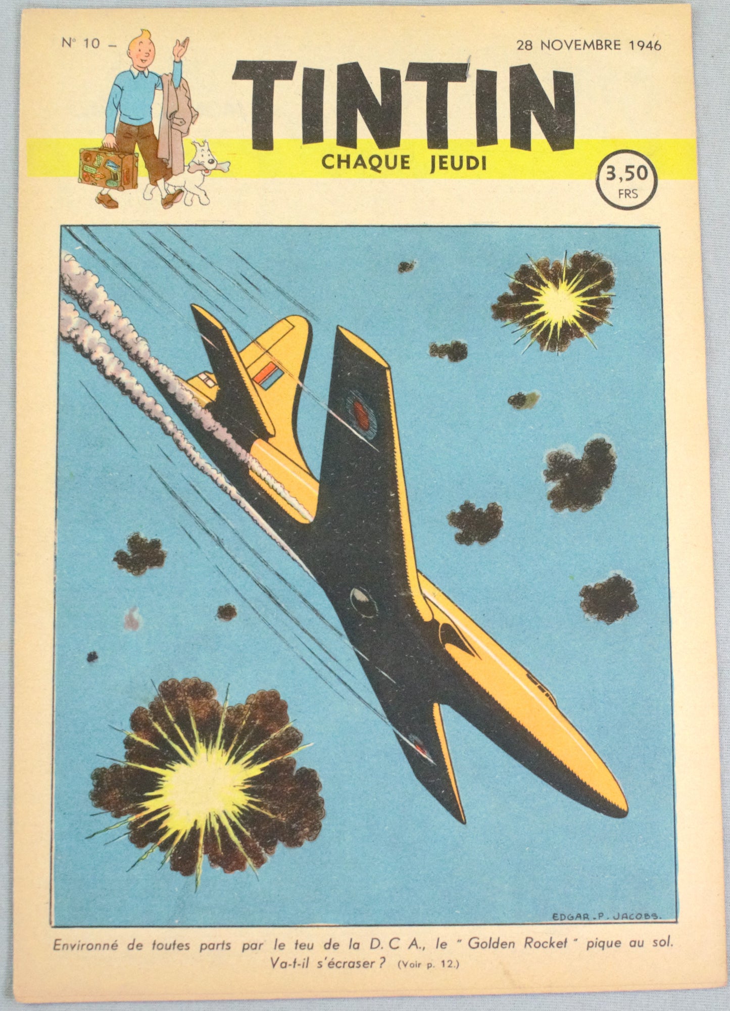 Journal Tintin Issue 10: 1946 Edgar. P Jacobs Cover Edition Originale Vintage Comic EO