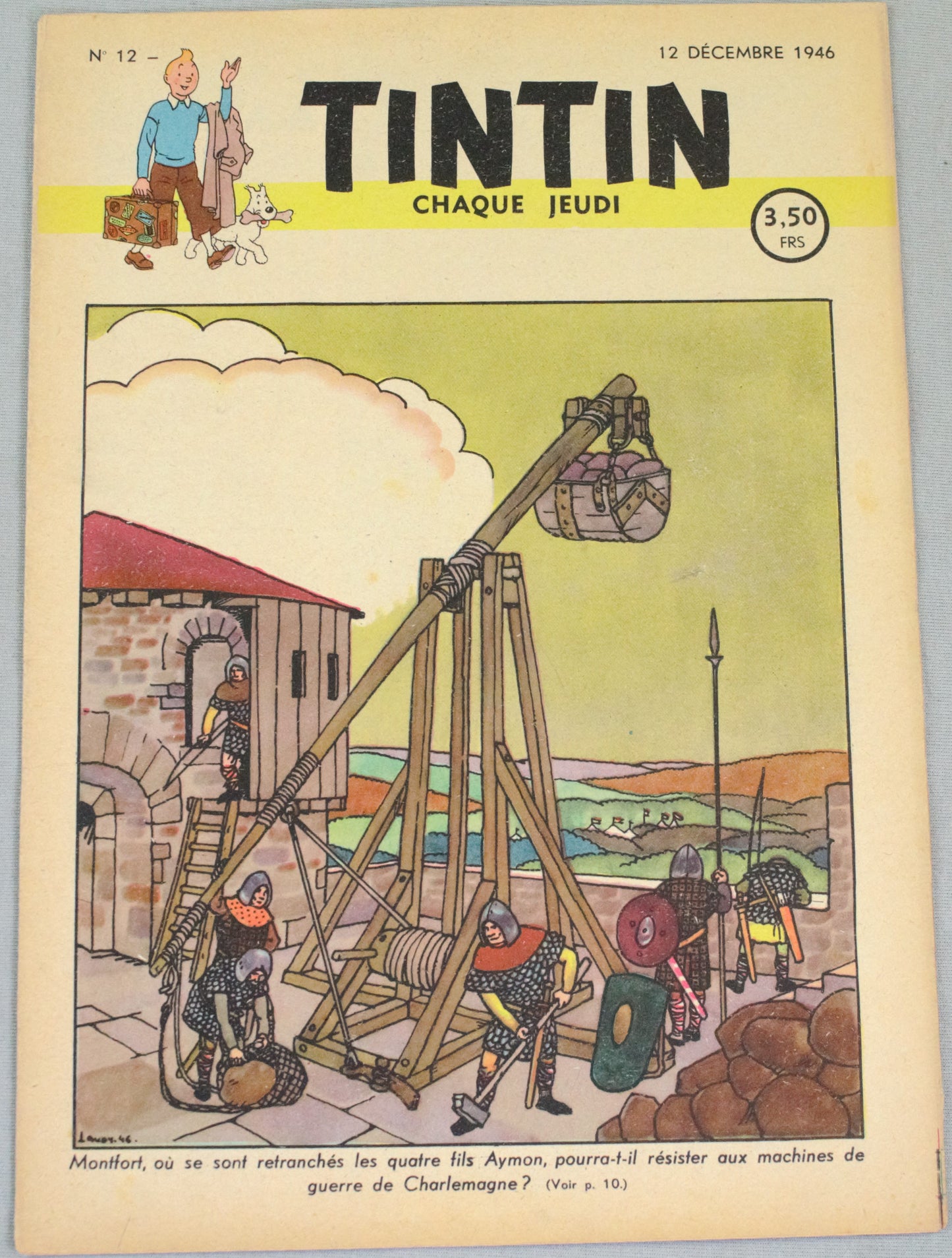 Journal Tintin Issue 12: 1946 J. Laudy Cover Edition Originale Vintage Comic EO