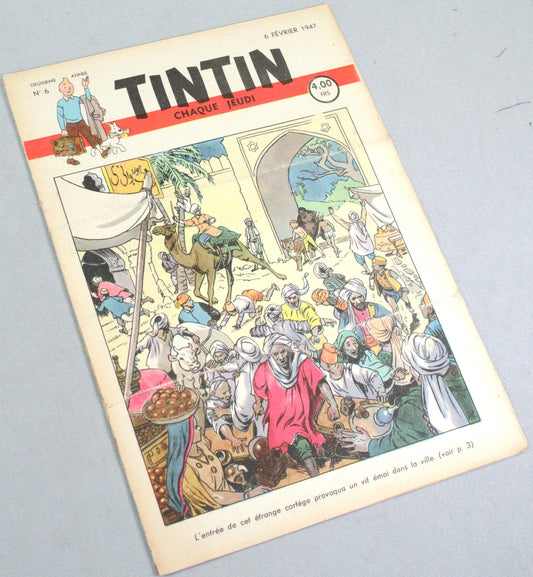 JOURNAL TINTIN Issue 6: February 6th 1947 Paul Cuvelier Cover Edition Vintage Comic EO Couverture
