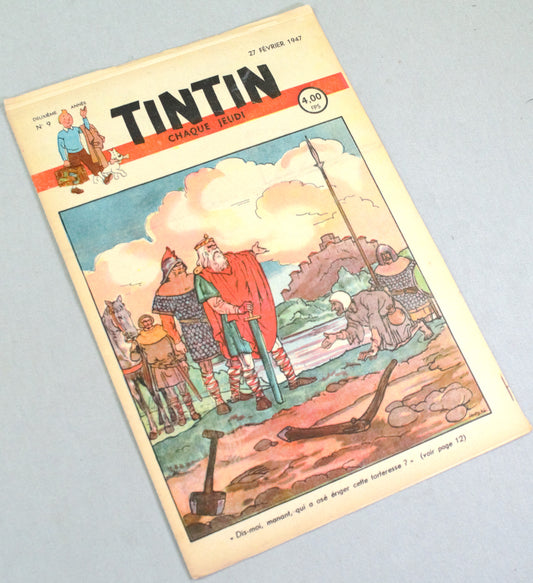 JOURNAL TINTIN Issue 9: February 27th 1947 Jacques Laudy Cover Edition Vintage Comic EO Couverture
