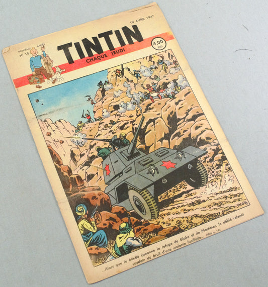 JOURNAL TINTIN Issue 15: April 10th 1947 Edgar P. Jacobs Cover Edition Vintage Comic EO Couverture
