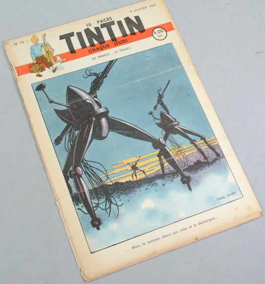 JOURNAL TINTIN Issue 16: January 9th 1947 Edgar P. Jacobs Cover Edition Vintage Comic EO Couverture