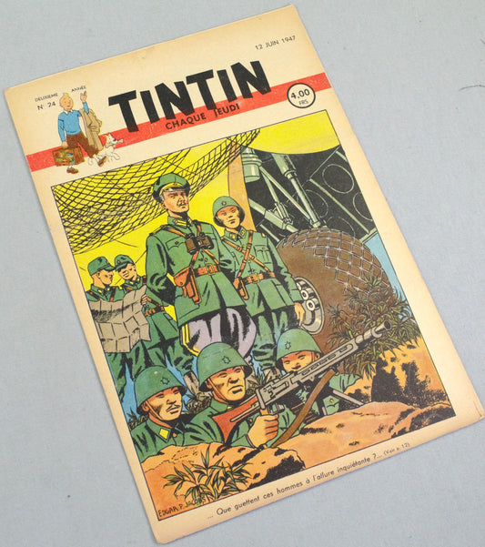 JOURNAL TINTIN Issue 24: June 12th 1947 Edgar P. Jacobs Cover Edition Vintage Comic EO Couverture