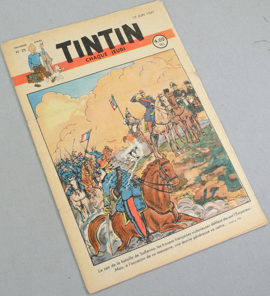 JOURNAL TINTIN Issue 25: June 19th 1947 Jacques Laudy Cover Edition Vintage Comic EO Couverture