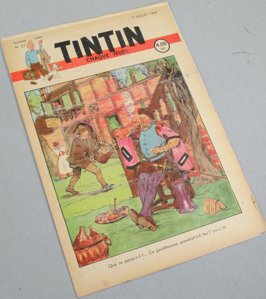 JOURNAL TINTIN Issue 27: July 3rd 1947 Jacques Laudy Cover Edition Vintage Comic EO Couverture