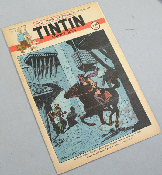 JOURNAL TINTIN Issue 33: August 14th 1947 Edgar P. Jacobs Cover Edition Vintage Comic EO Couverture