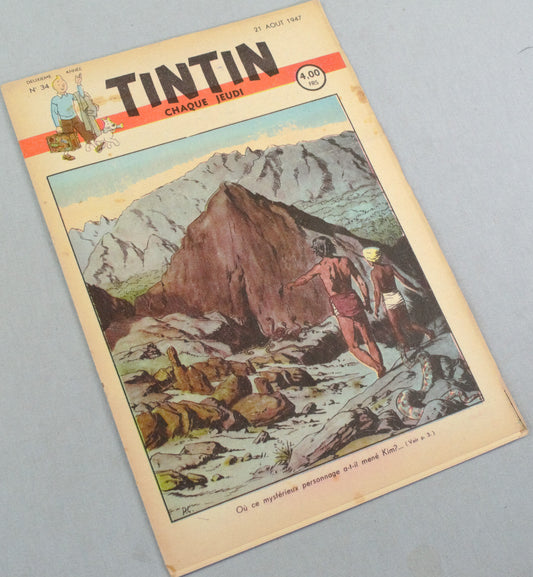 JOURNAL TINTIN Issue 34: August 21st 1947 Paul Cuvelier Cover Edition Vintage Comic EO Couverture