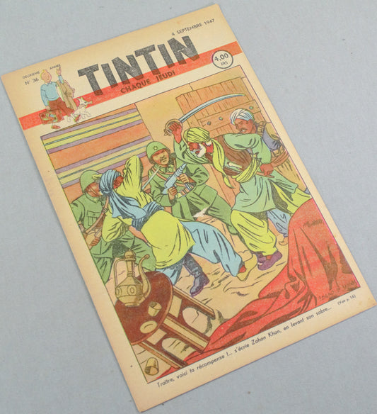 JOURNAL TINTIN Issue 36: September 4th 1947 Edgar P. Jacobs Cover Edition Vintage Comic EO Couverture