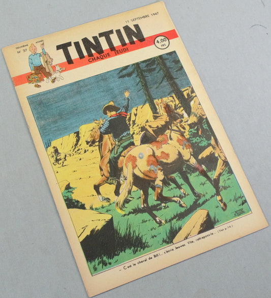 JOURNAL TINTIN Issue 37: September 11th 1947 Étienne Le Rallic Cover Edition Vintage Comic EO Couverture