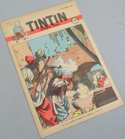 JOURNAL TINTIN Issue 40: October 2nd 1947 Edgar P. Jacobs Cover Edition Vintage Comic EO Couverture