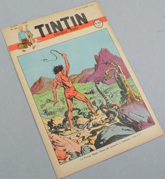 JOURNAL TINTIN Issue 42: October 16th 1947 Paul Cuvelier Cover Edition Vintage Comic EO Couverture