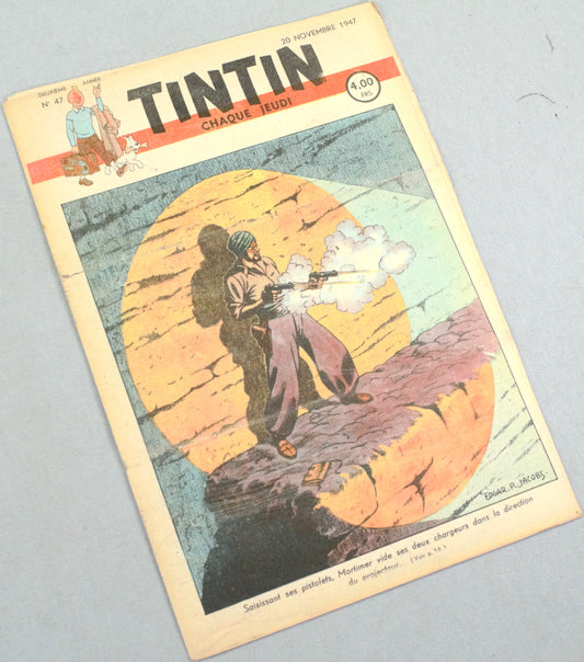 JOURNAL TINTIN Issue 47: November 20th 1947 Edgar. P Jacobs Cover Edition Vintage Comic EO Couverture