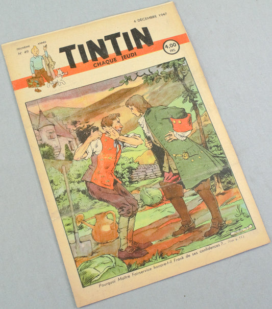 JOURNAL TINTIN Issue 49: December 4th 1947 Jacques Laudy Cover Edition Vintage Comic EO Couverture