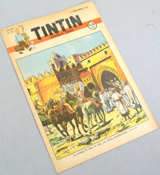 JOURNAL TINTIN Issue 50: December 11th 1947 Paul Cuvelier Cover Edition Vintage Comic EO Couverture