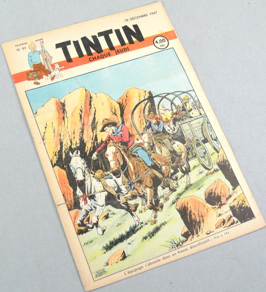 JOURNAL TINTIN Issue 51: December 18th 1947 Étienne Le Rallic Cover Edition Vintage Comic EO Couverture