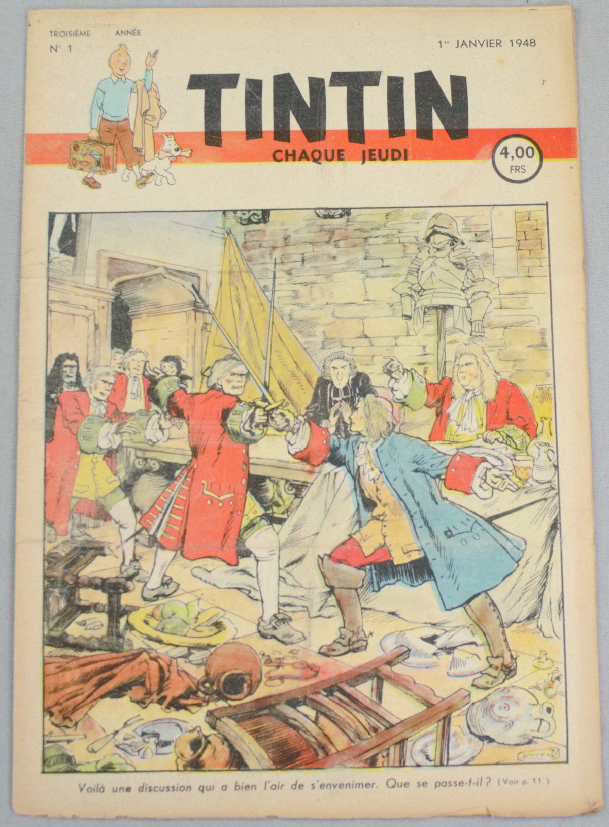Journal Tintin Issue 1: January 1st 1948 Jacques Laudy Cover Edition Vintage Comic EO Couverture