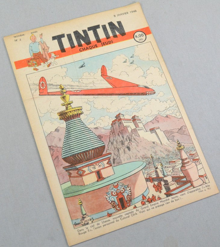 Journal Tintin Issue 2: January 8th 1948 Edgar P. Jacobs Cover Edition Vintage Comic EO Couverture