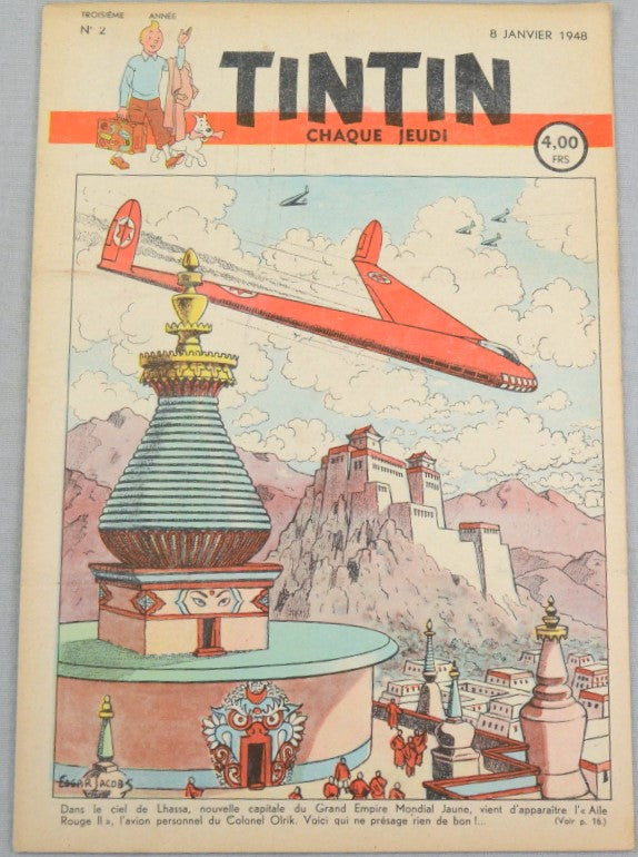 Journal Tintin Issue 2: January 8th 1948 Edgar P. Jacobs Cover Edition Vintage Comic EO Couverture