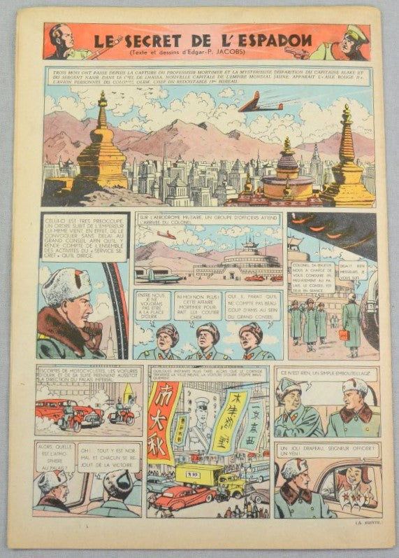 Journal Tintin Issue 2: January 8th 1948 Edgar P. Jacobs Cover Edition Vintage Comic EO Couverture
