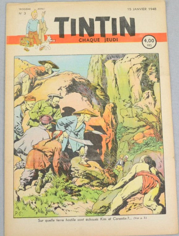 Journal Tintin Issue 3: January 15th 1948 Paul Cuvelier Cover Edition Vintage Comic EO Couverture