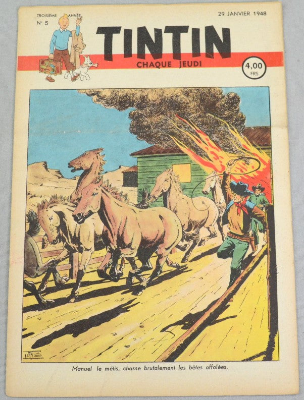Journal Tintin Issue 5: January 29th 1948 Le Rallic Cover Edition Vintage Comic EO Couverture