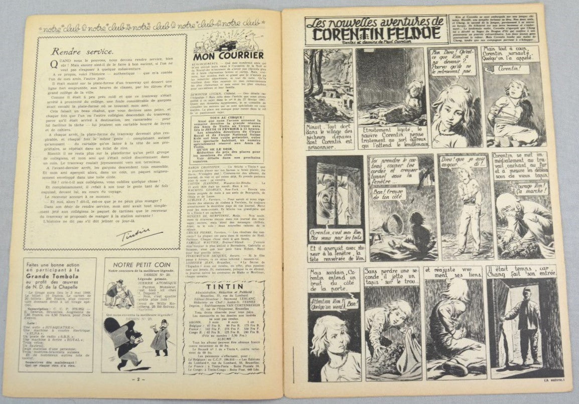 Journal Tintin Issue 5: January 29th 1948 Le Rallic Cover Edition Vintage Comic EO Couverture