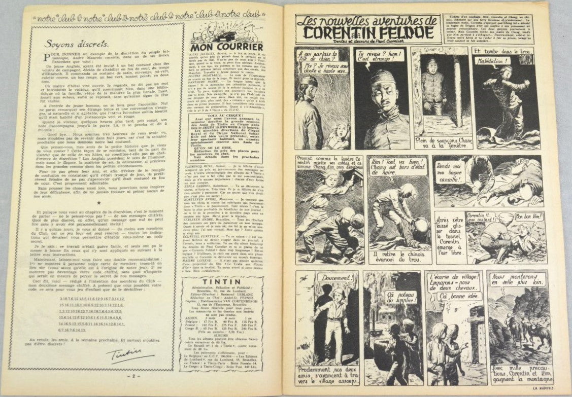 Journal Tintin Issue 6: Febuary 5th 1948 Edgar P. Jacobs Cover Edition Vintage Comic EO Couverture