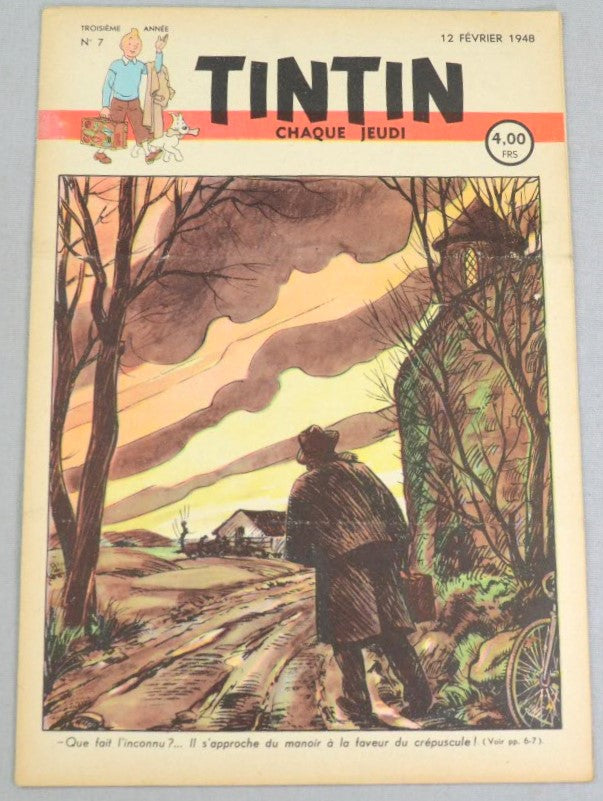 Journal Tintin Issue 7: February 12th 1948 Edgar P. Jacobs Cover Edition Vintage Comic EO Couverture