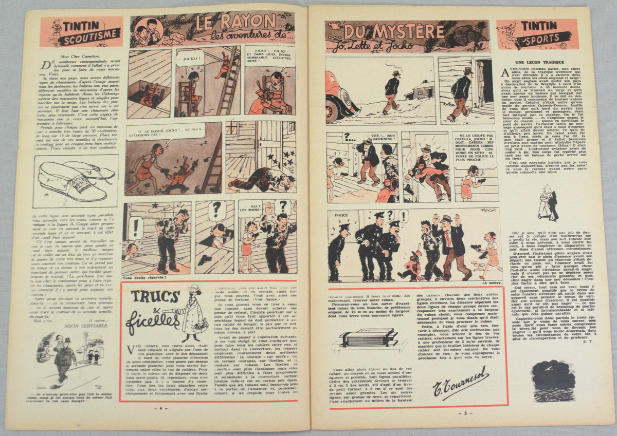 Journal Tintin Issue 7: February 12th 1948 Edgar P. Jacobs Cover Edition Vintage Comic EO Couverture