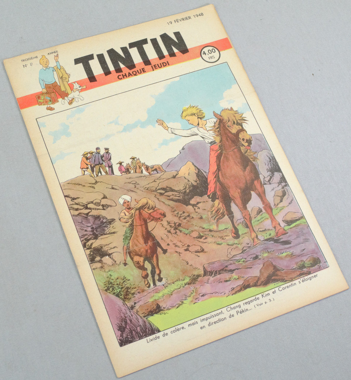 Journal Tintin Issue 8: February 19th 1948 Paul Cuvelier Cover Edition Vintage Comic EO Couverture