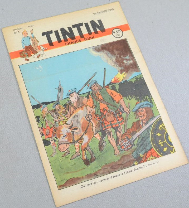 Journal Tintin Issue 9: February 26th 1948 Jacques Laudy Cover Edition Vintage Comic EO Couverture
